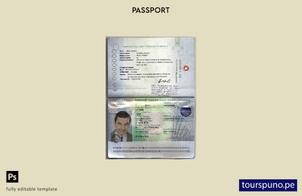 Plantilla de pasaporte de Bangladesh () lista para imprimir
